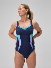 Speedo Black Speedo Womens Shaping Printed Luna Elustre 1 Piece Swimsuit - Image 1 of 6