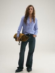 Mango Blue Striped Straight Shirt - Image 2 of 5