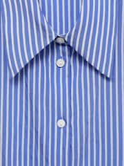 Mango Blue Striped Straight Shirt - Image 5 of 5