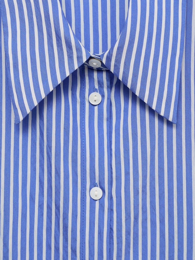 Mango Blue Striped Straight Shirt - Image 5 of 5