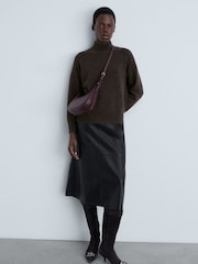 Mango Brown Soft Touch Jumper With Seam Detail - Image 2 of 6