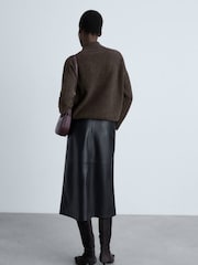 Mango Brown Soft Touch Jumper With Seam Detail - Image 3 of 6