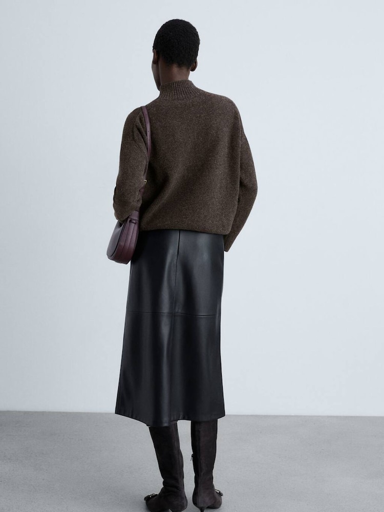 Mango Brown Soft Touch Jumper With Seam Detail - Image 3 of 6