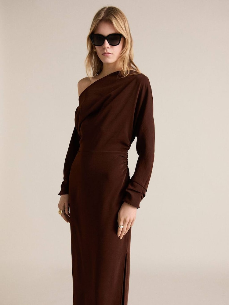 brown mango dress Taupe Stripe Stretch Knit Maxi Dress - All Dresses main image 1