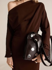 Mango Chocolate Brown Asymmetric Maxi Dress - Image 4 of 7