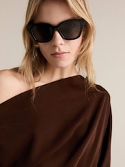 Mango Chocolate Brown Asymmetric Maxi Dress - Image 5 of 7