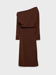 Mango Chocolate Brown Asymmetric Maxi Dress - Image 6 of 7