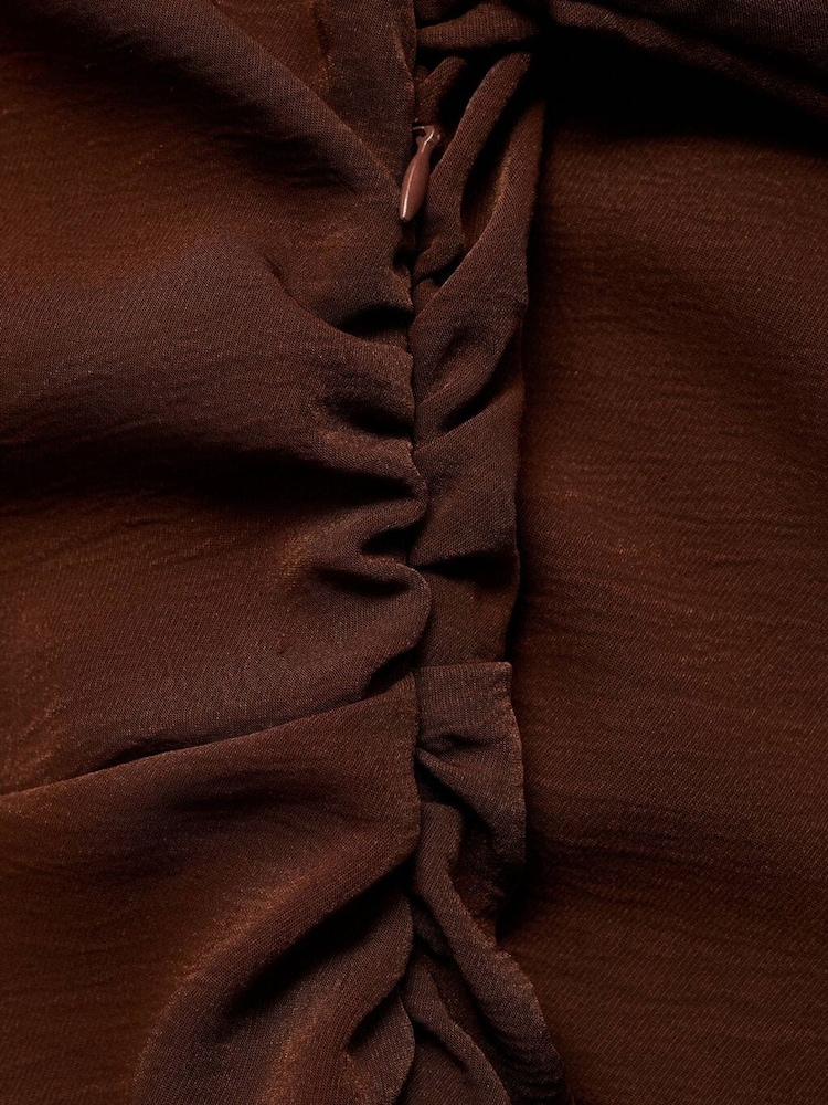 Mango Chocolate Brown Asymmetric Maxi Dress - Image 7 of 7