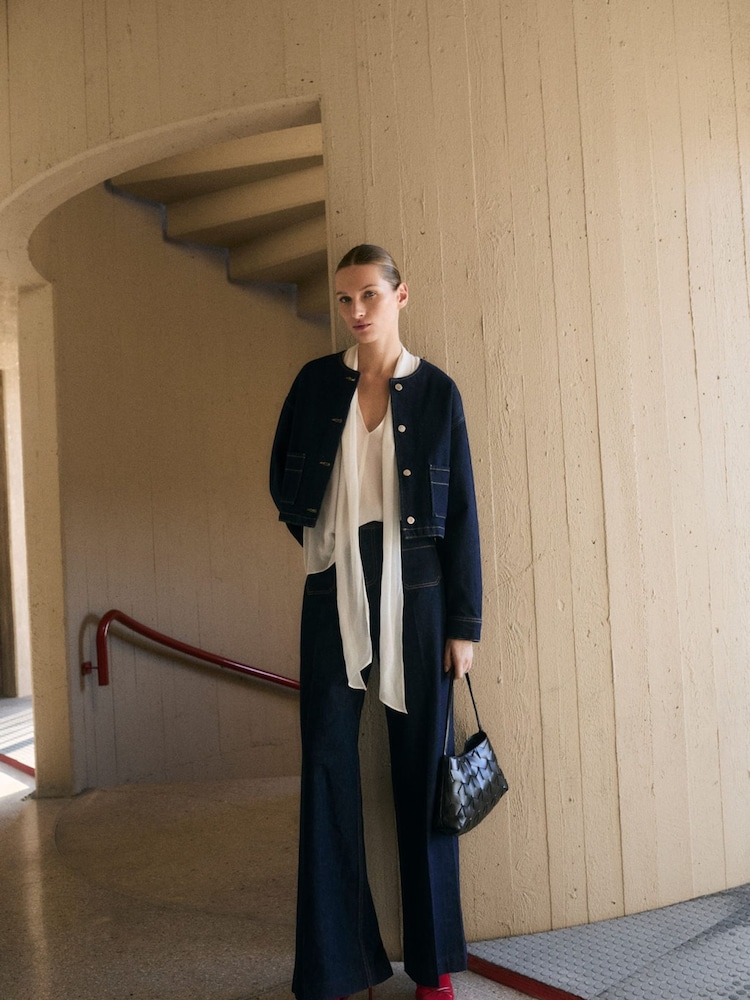 Mango Blue Rinse-Wash Denim Jacket - Image 1 of 5