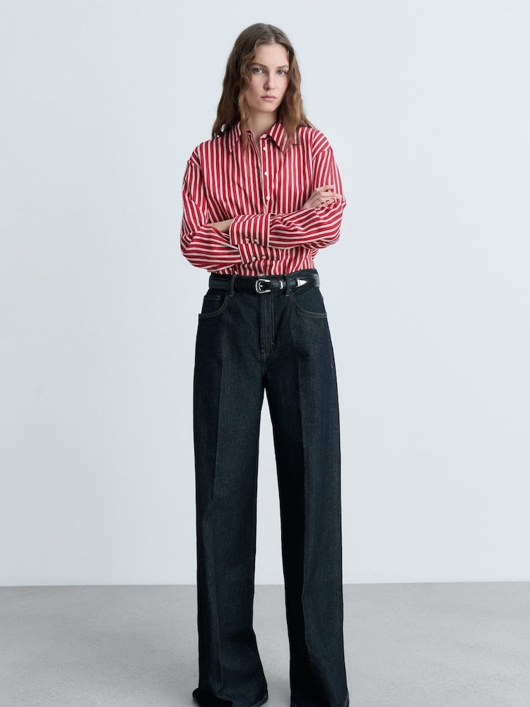 Mango Red Striped Straight Shirt - Image 2 of 6