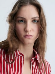 Mango Red Striped Straight Shirt - Image 4 of 6
