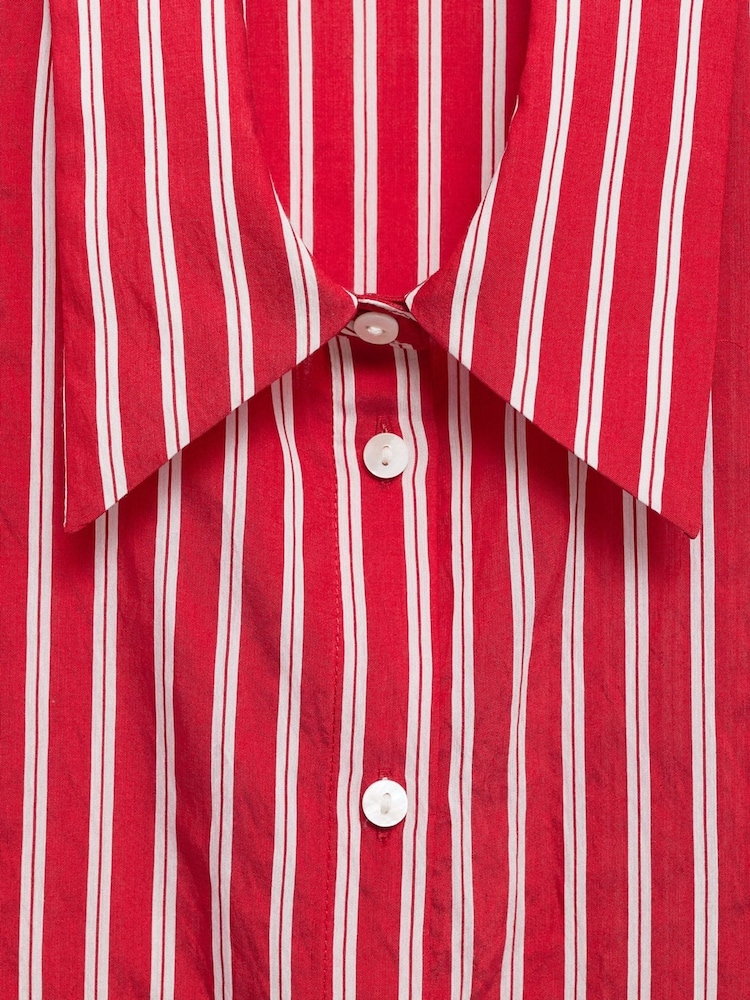 Mango Red Striped Straight Shirt - Image 6 of 6