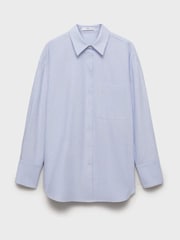 Mango Blue Striped Cotton Shirt - Image 6 of 7
