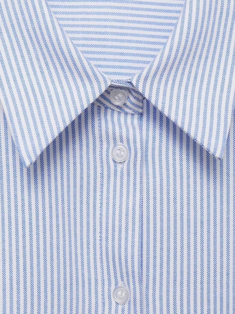 Mango Blue Striped Cotton Shirt - Image 7 of 7 Mango Blue Striped Cotton Shirt - Image 7 of 7