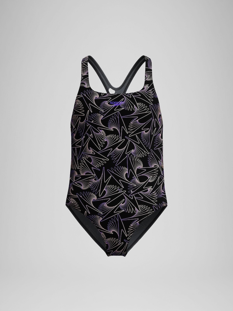 Speedo Black Girls Hyper Boom Allover Medalist Swimsuit - Image 1 of 4