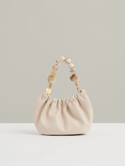 Reiss Off White Erin Leather Bead-Handle Pouch Bag - Image 1 of 5