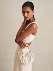 Reiss Off White Erin Leather Bead-Handle Pouch Bag - Image 2 of 5