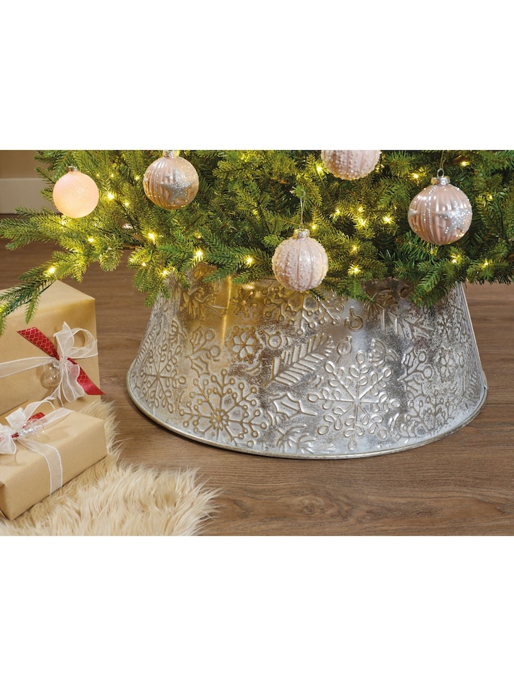 Decoris Silver Tone Snowflake Metal Tree Skirt - Image 2 of 3 Decoris Silver Tone Snowflake Metal Tree Skirt - Image 2 of 3