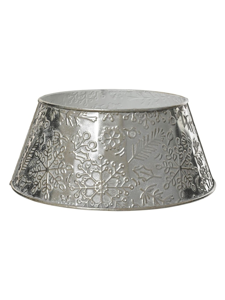Decoris Silver Tone Snowflake Metal Tree Skirt - Image 3 of 3 Decoris Silver Tone Snowflake Metal Tree Skirt - Image 3 of 3