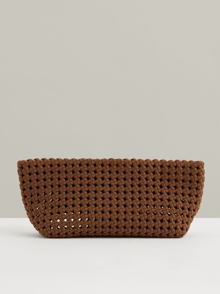 Reiss Tan Nadine Woven Clutch Bag - Image 1 of 5