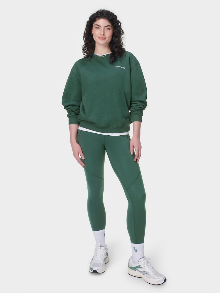 Sweaty Betty Verde Reînvie Guler rotund Hanorac - Image 4 of 6
