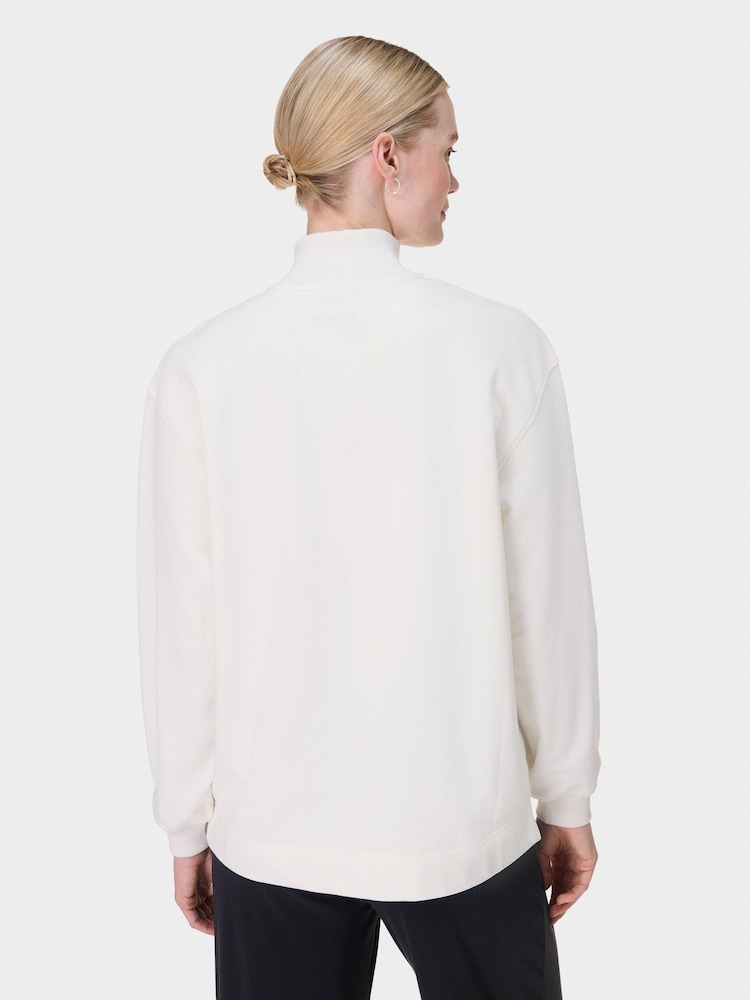Sweaty Betty White Revive Longline Half Zip Sweat Top - Image 5 of 7