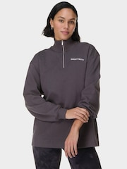 Sweaty Betty Grey Revive Longline Half Zip Sweat Top - Image 1 of 7