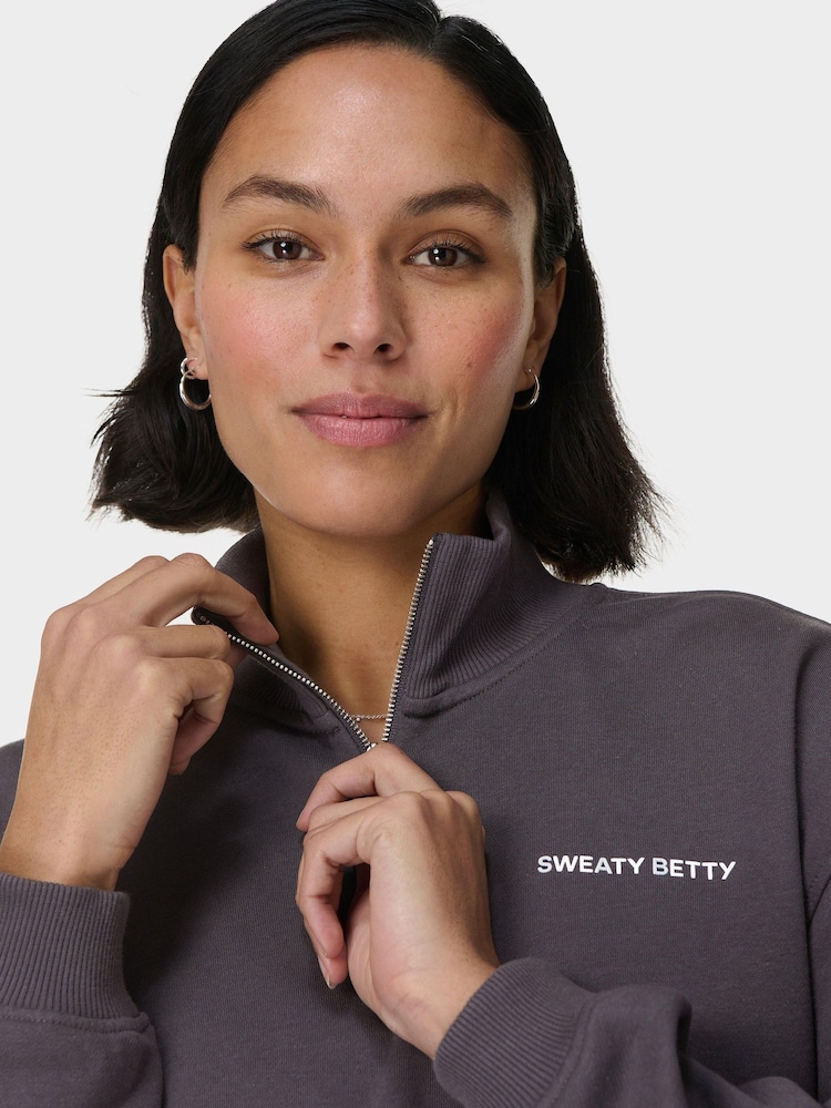 Sweaty Betty Grey Revive Longline Half Zip Sweat Top - Image 2 of 7