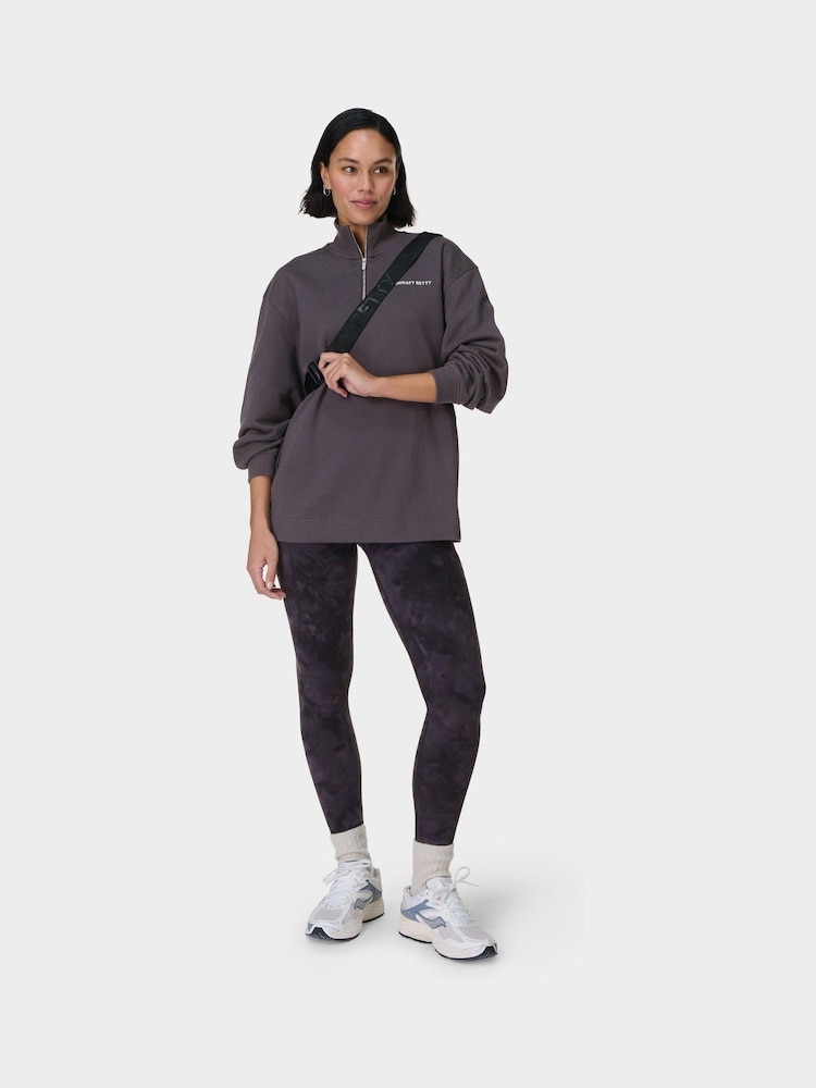 Sweaty Betty Grey Revive Longline Half Zip Sweat Top - Image 4 of 7