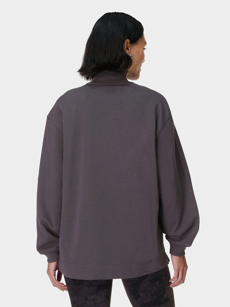 Sweaty Betty Grey Revive Longline Half Zip Sweat Top - Image 5 of 7