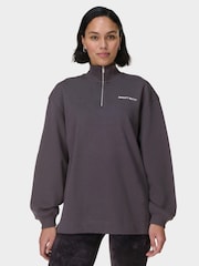 Sweaty Betty Grey Revive Longline Half Zip Sweat Top - Image 6 of 7