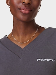 Sweaty Betty Grey Revive Crop V-Neck Sweat Top - Image 2 of 6