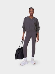 Sweaty Betty Grey Revive Crop V-Neck Sweat Top - Image 3 of 6