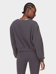 Sweaty Betty Grey Revive Crop V-Neck Sweat Top - Image 4 of 6