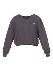 Sweaty Betty Grey Revive Crop V-Neck Sweat Top - Image 6 of 6