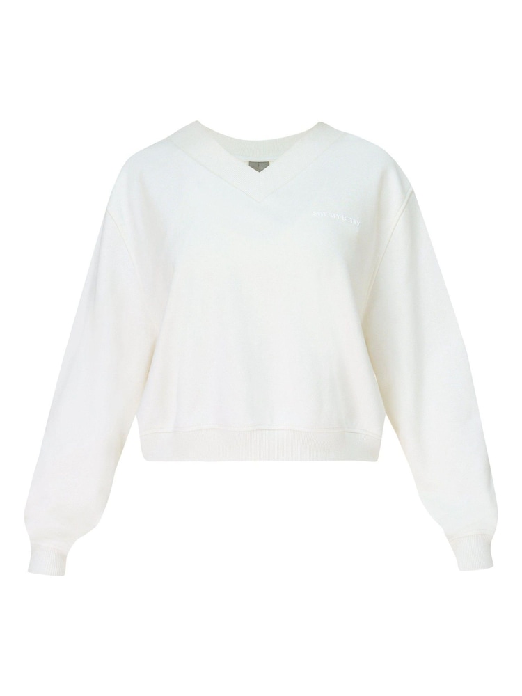 Sweaty Betty White Revive Crop V-Neck Sweat Top - Image 6 of 6