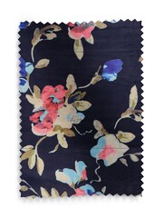 Navy Blue Ready Made Blackout/Thermal Floral Velvet Roman Blind - Image 6 of 8