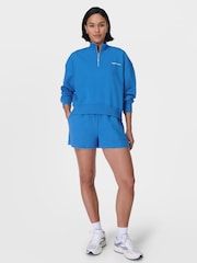 Sweaty Betty Blue Revive Crop Half Zip Sweatshirt - Image 3 of 6