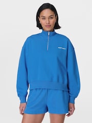 Sweaty Betty Blue Revive Crop Half Zip Sweatshirt - Image 5 of 6