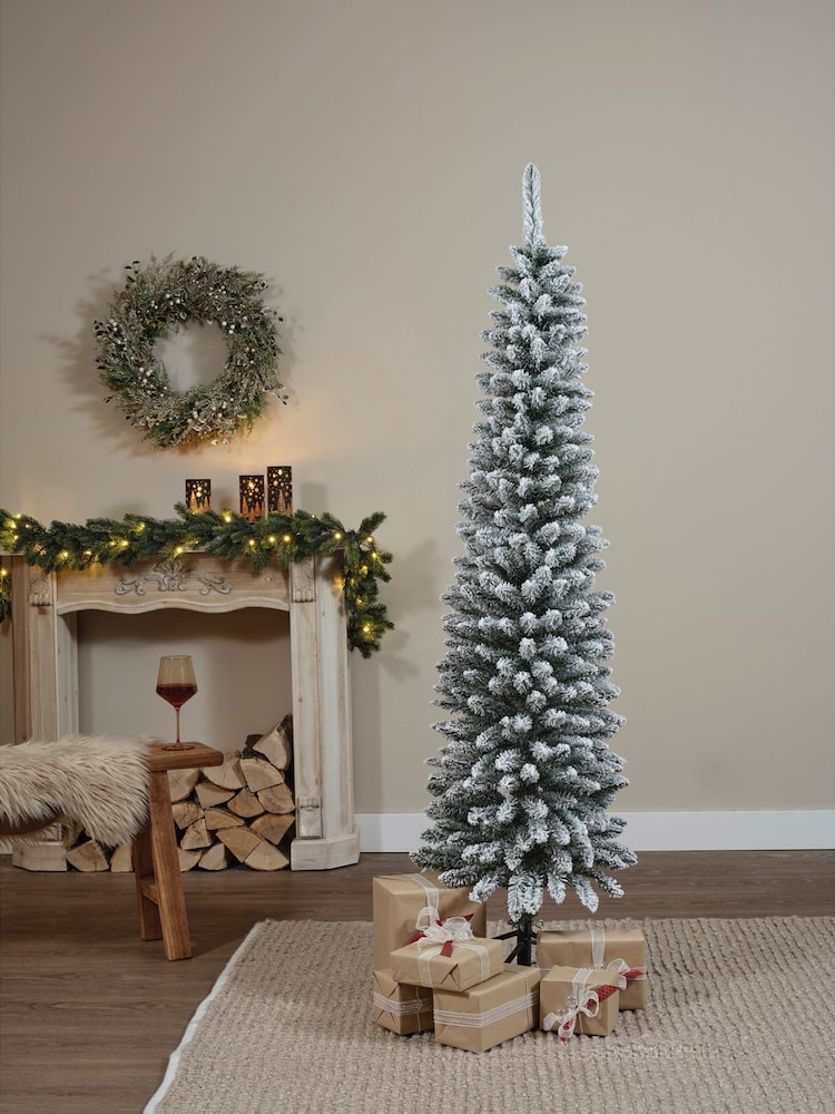 Everlands Snowy Pencil Slim Christmas Tree - Image 1 of 5