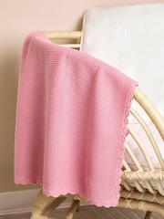 JoJo Maman Bébé Dusky Pink Scalloped Edge Blanket - Image 1 of 4