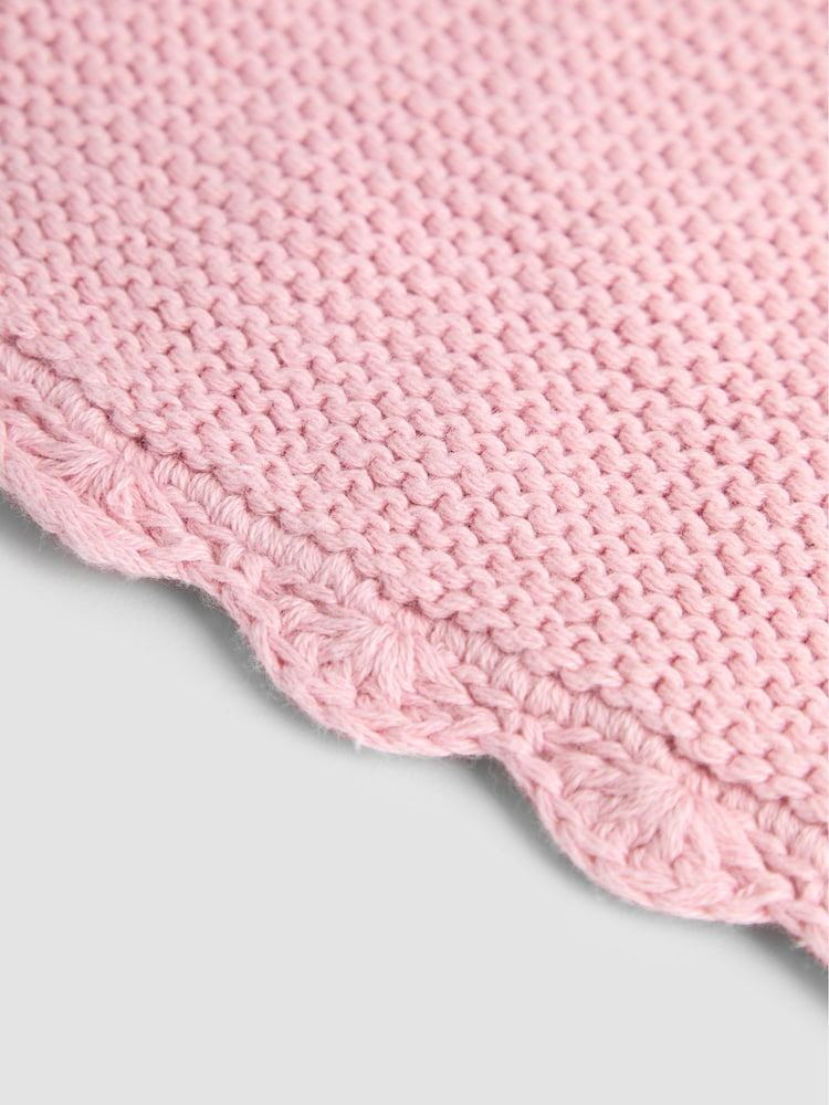 JoJo Maman Bébé Dusky Pink Scalloped Edge Blanket - Image 4 of 4