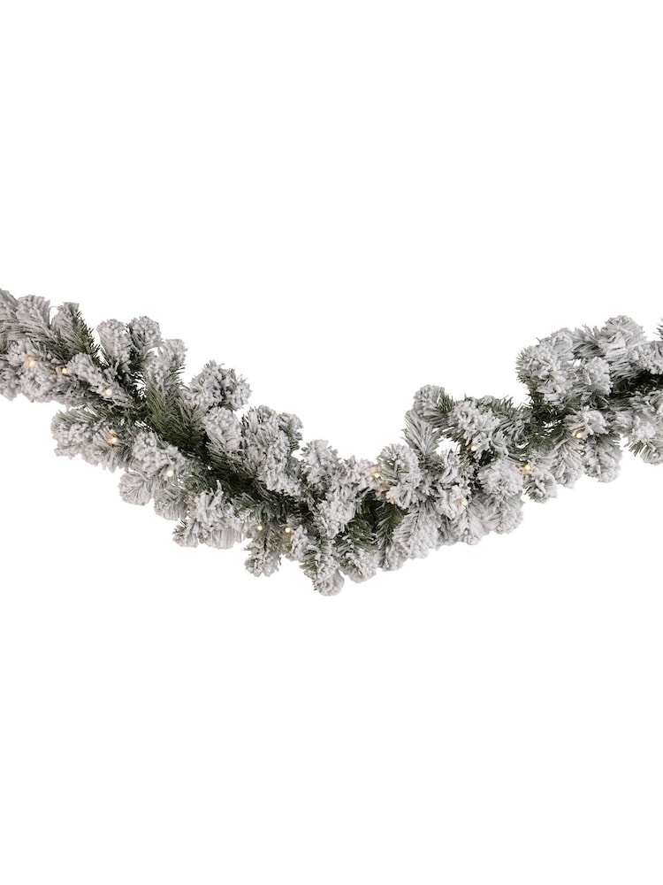 Everlands Green Imperial Pine Pre Lit Battery operated Snowy 270cm Garland - Image 3 of 3