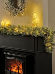 Everlands Green Cashmere Pre Lit Battery Operated Garland - Image 1 of 3