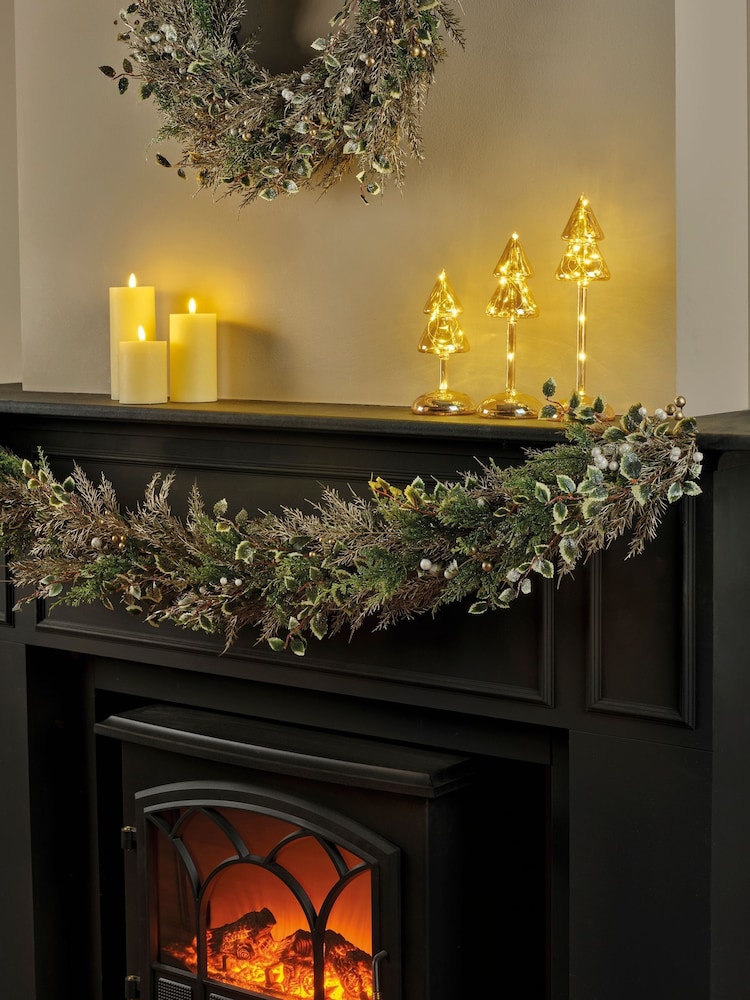 Everlands Green and Champagne Tones 180cm Christmas Berries and Foliage Garland - Image 1 of 3 Everlands Green and Champagne Tones 180cm Christmas Berries and Foliage Garland - Image 1 of 3