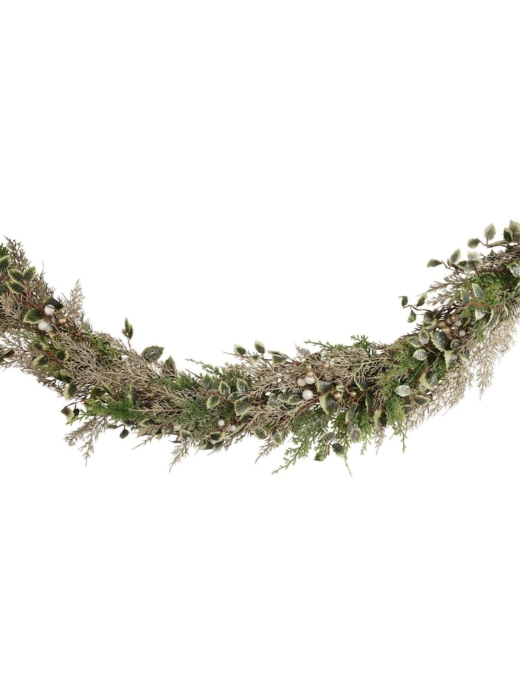 Everlands Green and Champagne Tones 180cm Christmas Berries and Foliage Garland - Image 2 of 3 Everlands Green and Champagne Tones 180cm Christmas Berries and Foliage Garland - Image 2 of 3