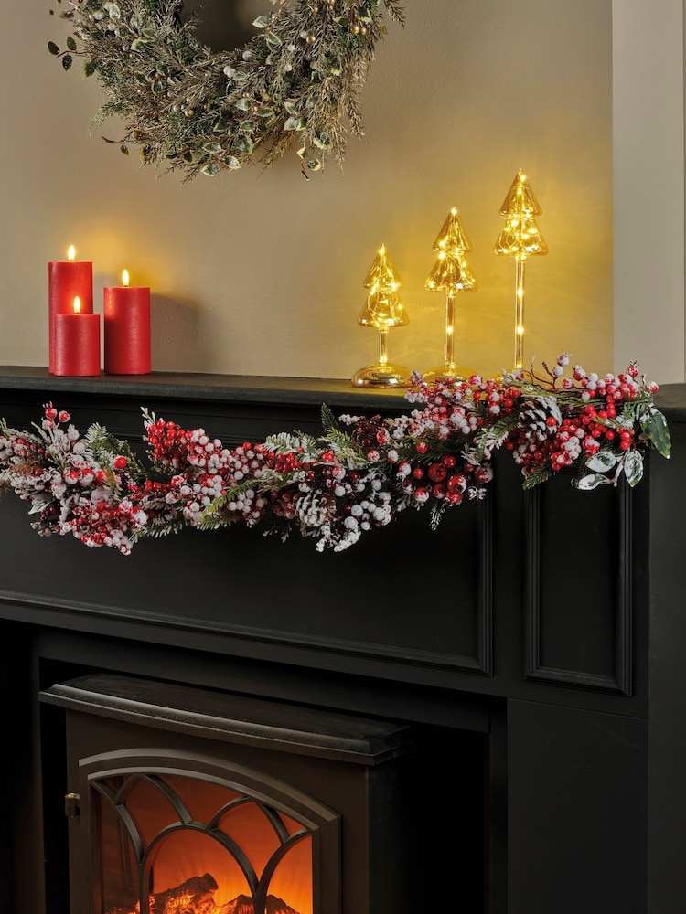 Everlands Red Snowy Berry 180cm Christmas Garland - Image 1 of 3