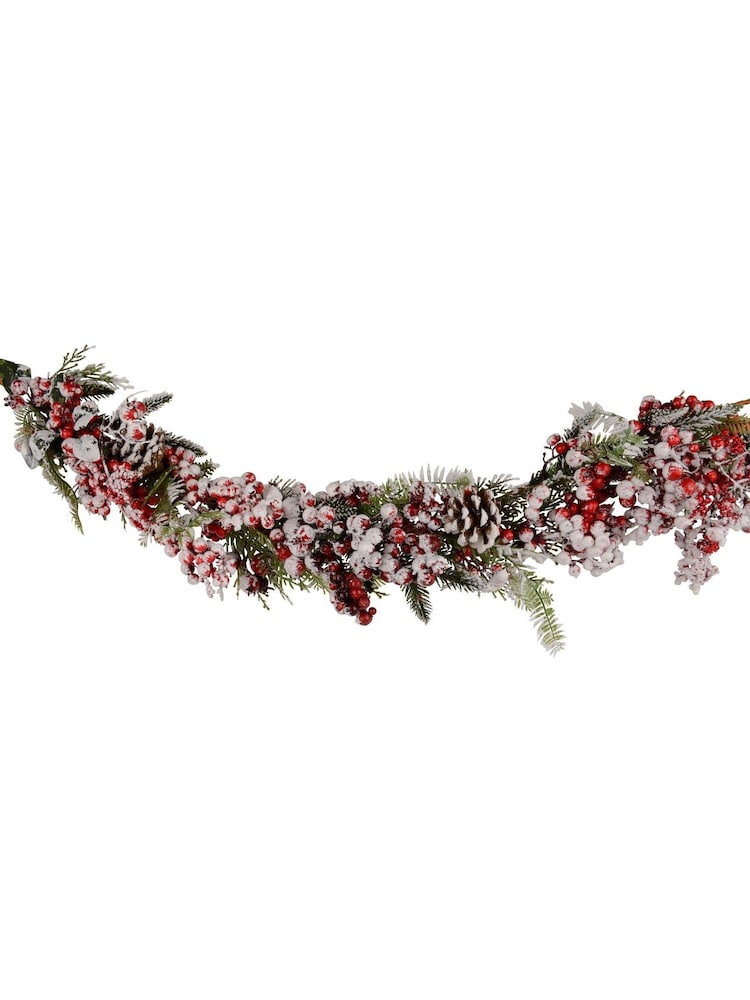 Everlands Red Snowy Berry 180cm Christmas Garland - Image 2 of 3