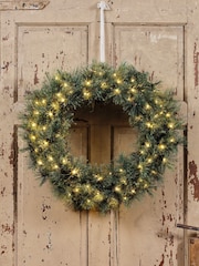 Everlands Green Cashmere Pre Lit Battery Operated Wreath Diameter - Image 1 of 4