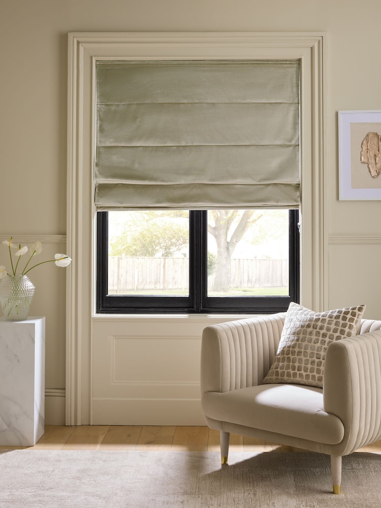 Champagne Gold Ready Made Blackout/Thermal Roman Blind Liquid Velvet - Image 1 of 8